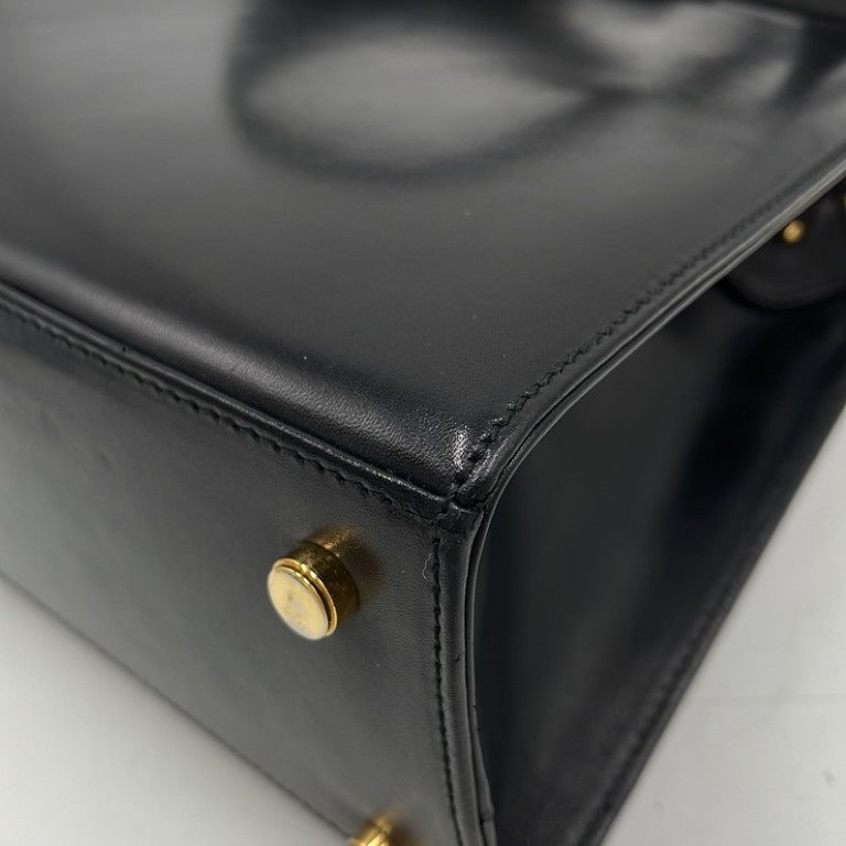 Salvatore Ferragamo フェラガモ ショルダーバッグ ヴァラリボン BL-216 676 ブラック系 レザー レディース ゴールド金具 美品