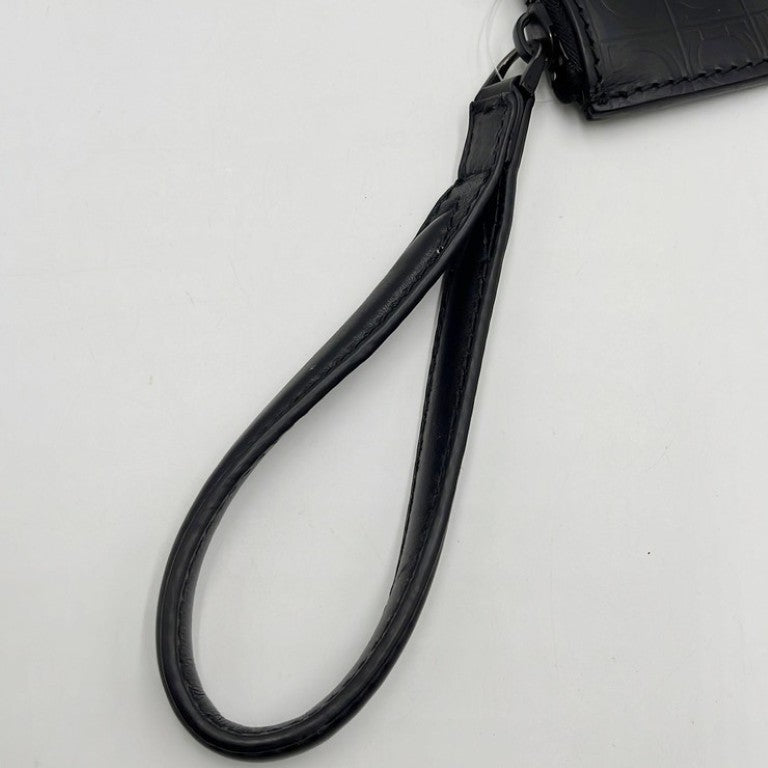 Salvatore Ferragamo フェラガモ クラッチバッグ ガンチーニ GG-24 A253 ブラック×グレー系 レザー メンズ 美品