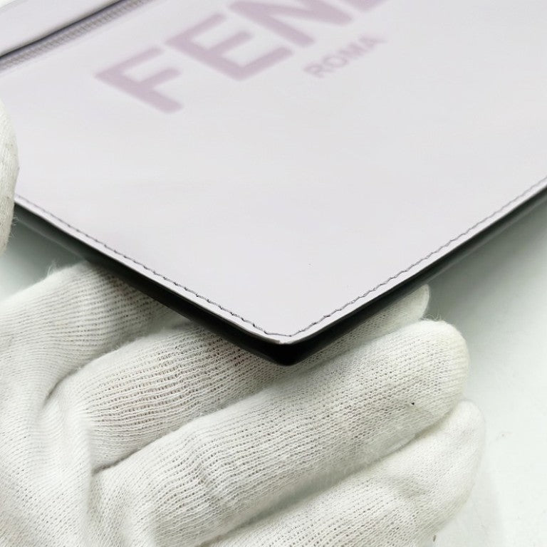 FENDI フェンディ クラッチバッグ ズッカ 7AR985 グレー系 パープル系 レザー ユニセックス シルバー金具 超美品
