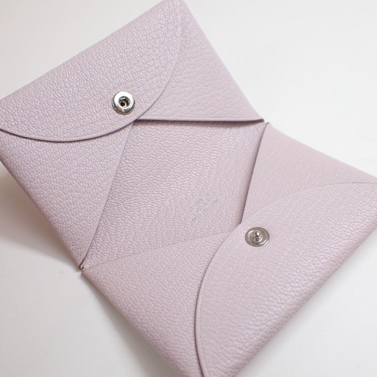 HERMES エルメス カードケース カルヴィ モーヴペール（ピンク系） シェーブル レディース 名刺入れ 超美品