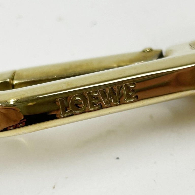 LOEWE ロエベ バッグチャーム ブラウン系 レザー レディース オーディオケーブルモチーフ ゴールド金具 美品