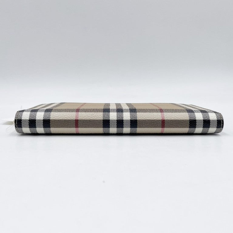 BURBERRY バーバリー 長財布 ノバチェック 8070598 ベージュ系 ブラウン PVC レザー ユニセックス ラウンドファスナー ゴールド金具 美品