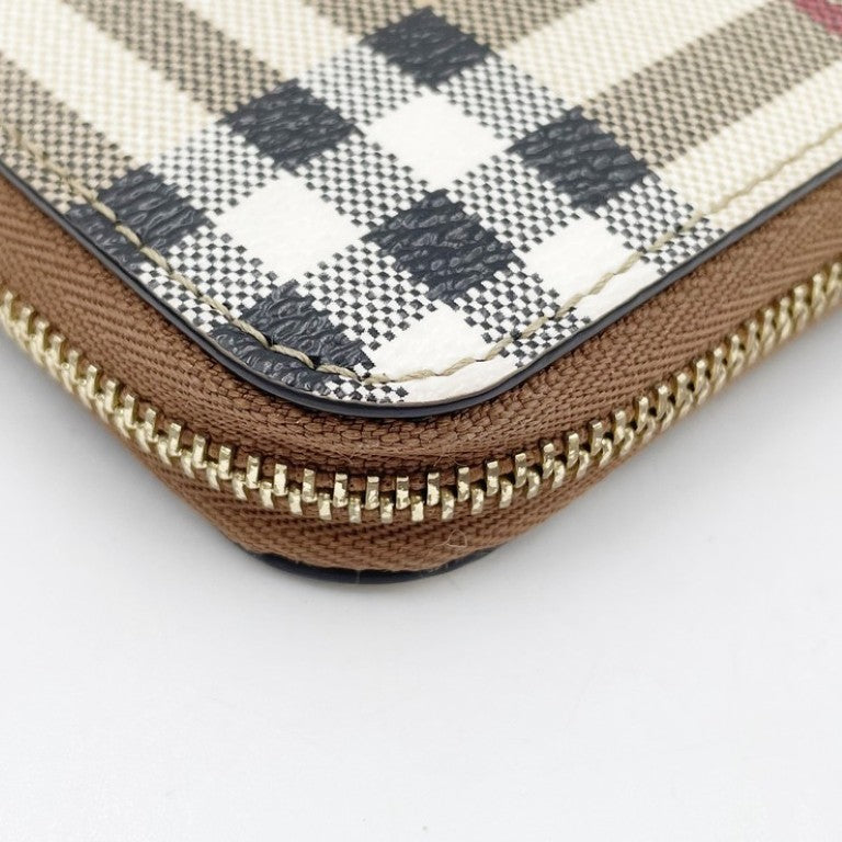 BURBERRY バーバリー 長財布 ノバチェック 8070598 ベージュ系 ブラウン PVC レザー ユニセックス ラウンドファスナー ゴールド金具 美品