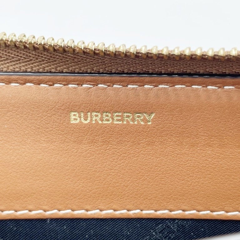 BURBERRY バーバリー 長財布 ノバチェック 8070598 ベージュ系 ブラウン PVC レザー ユニセックス ラウンドファスナー ゴールド金具 美品