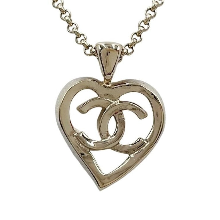CHANEL シャネル ネックレス ココマーク ゴールド系 メタル レディース ハート 美品