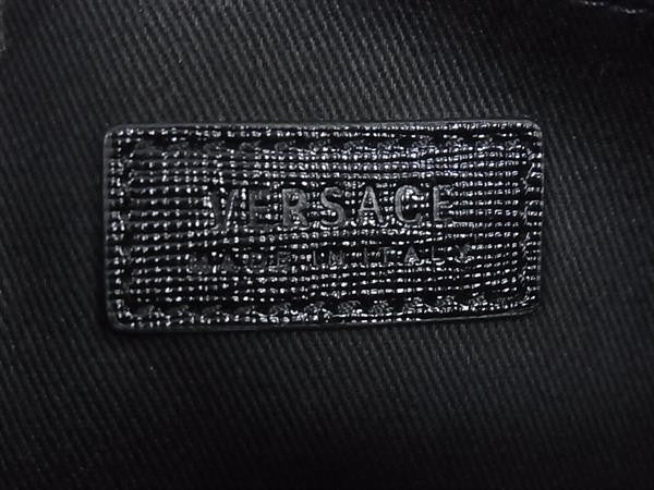 VERSACE ヴェルサーチェ クラッチバッグ カラーブロック レザー リストレット ポーチ ブラック ピンク系 ホワイト サフィアーノレザー レディース ゴールド金具 超美品