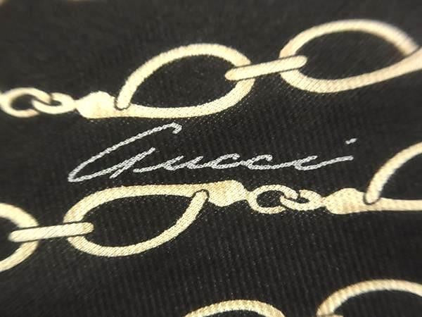 UCCI グッチ スカーフ ホースビット ひし形スカーフ 142246 ブラック系 シルク100% レディース タグ付き 超美品