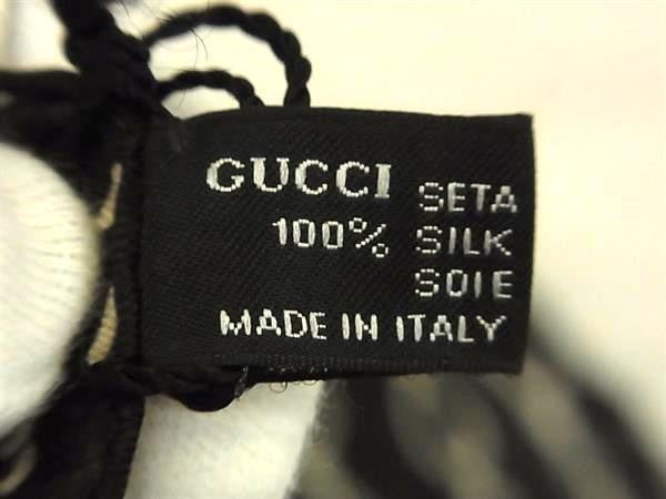 UCCI グッチ スカーフ ホースビット ひし形スカーフ 142246 ブラック系 シルク100% レディース タグ付き 超美品