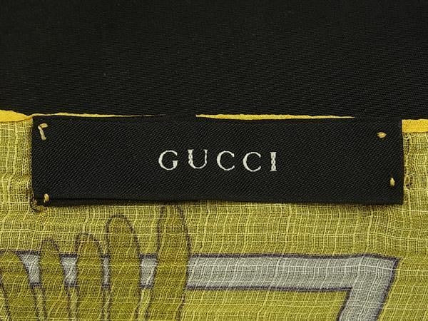 UCCI グッチ ストール クリサンセマム柄 ストール イエロー系×マルチカラー シルク51％×ビスコース49％ レディース 菊柄 美品