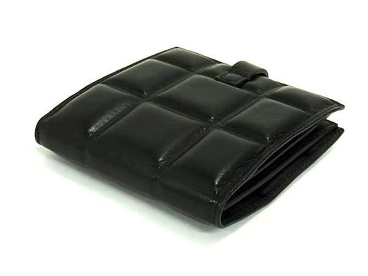 BOTTEGA VENETA ボッテガヴェネタ 二つ折り財布 パテッド 二つ折り ウォレット ブラック系 レザー レディース 超美品