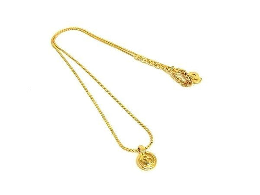 Christian Dior ディオール ネックレス CDロゴ サークルチャーム ゴールド系 メタル レディース 超美品