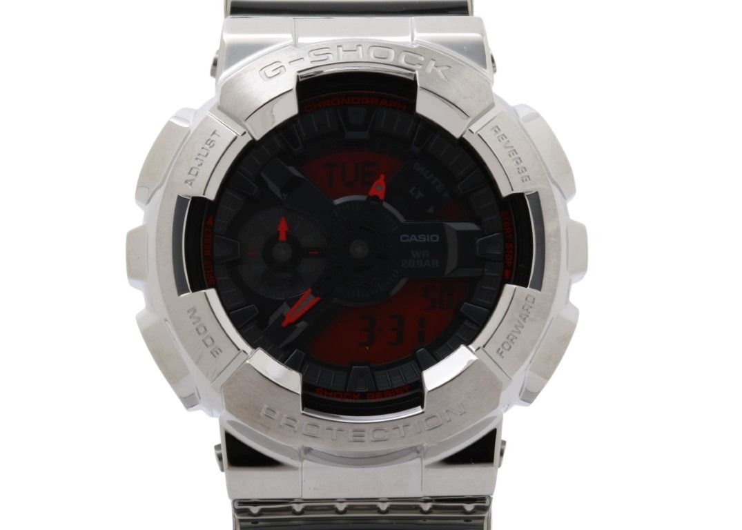 CASIO カシオ 時計 G-SHOCK FINE METALLIC SERIES ANALOG-DIGITAL 110 SERIES GM-110YRA-8AJF レッド ブラック シルバー系 樹脂／ステンレススチール メンズ アナデジ 新品未使用展示品