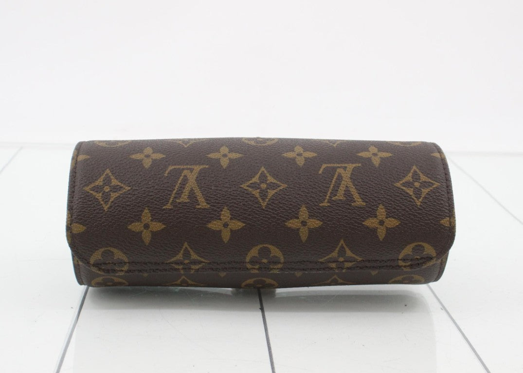 LOUIS VUITTON ルイヴィトン ウォッチケース エテュイ 3 モントル M47530 ブラウン系 モノグラム ユニセックス ゴールド金具 美品