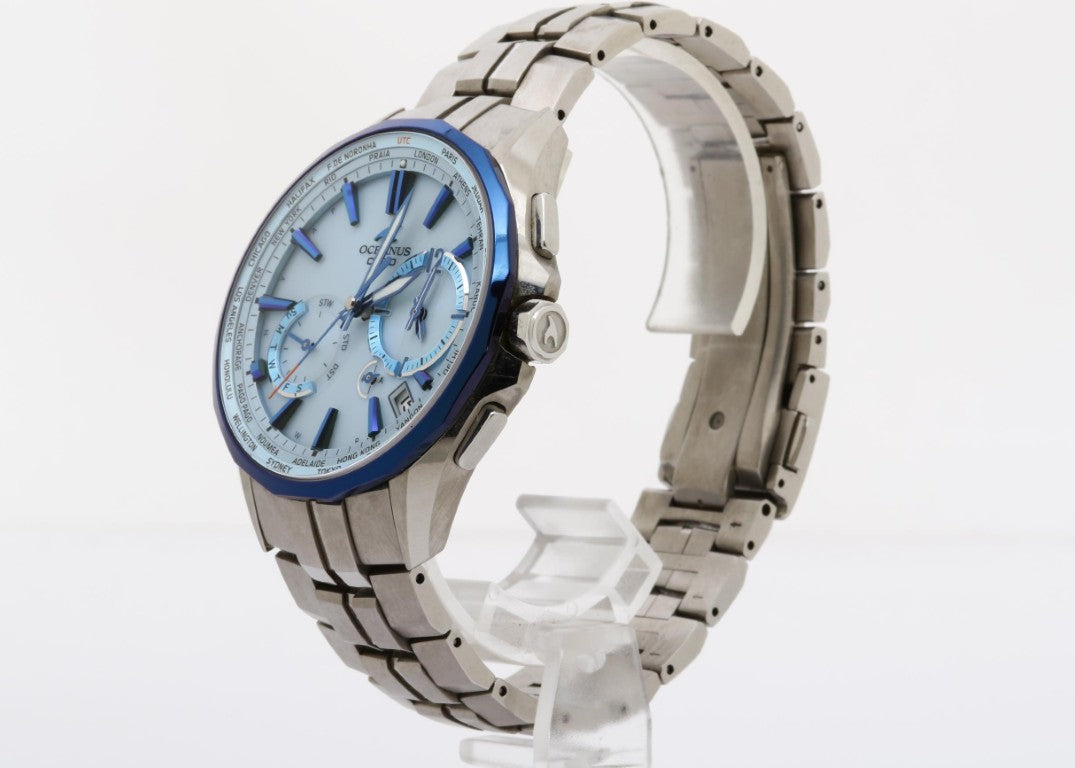 CASIO カシオ 時計 OCEANUS オシアナス Manta OCW-S3400D-2AJF ブルー系 シルバー チタン メンズ アナログ 美品