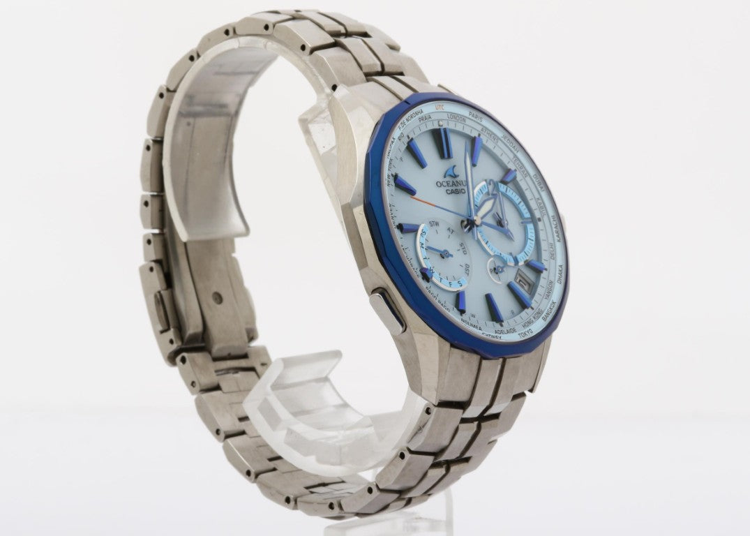 CASIO カシオ 時計 OCEANUS オシアナス Manta OCW-S3400D-2AJF ブルー系 シルバー チタン メンズ アナログ 美品
