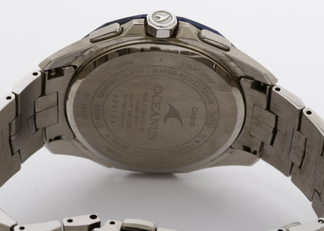 CASIO カシオ 時計 OCEANUS オシアナス Manta OCW-S3400D-2AJF ブルー系 シルバー チタン メンズ アナログ 美品