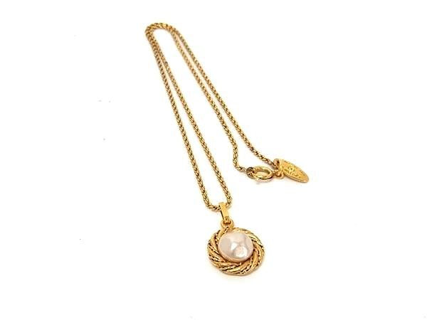 CHANEL シャネル ネックレス サークル ロープモチーフ 3682 ゴールド系 メタル フェイクパール レディース ヴィンテージ 美品
