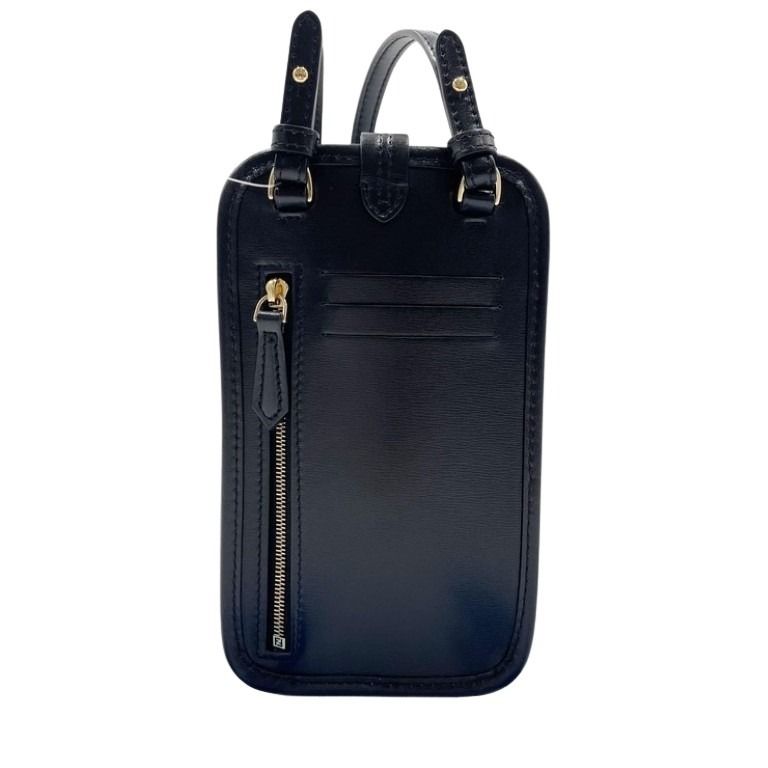 FENDI フェンディ ショルダーバッグ フォンポーチ 7AS131 ブラック系 レザー レディース スマホショルダー 美品