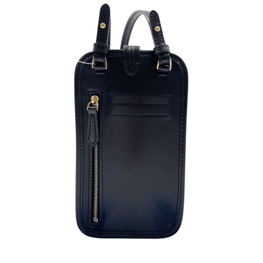 FENDI フェンディ ショルダーバッグ フォンポーチ 7AS131 ブラック系 レザー レディース スマホショルダー 美品