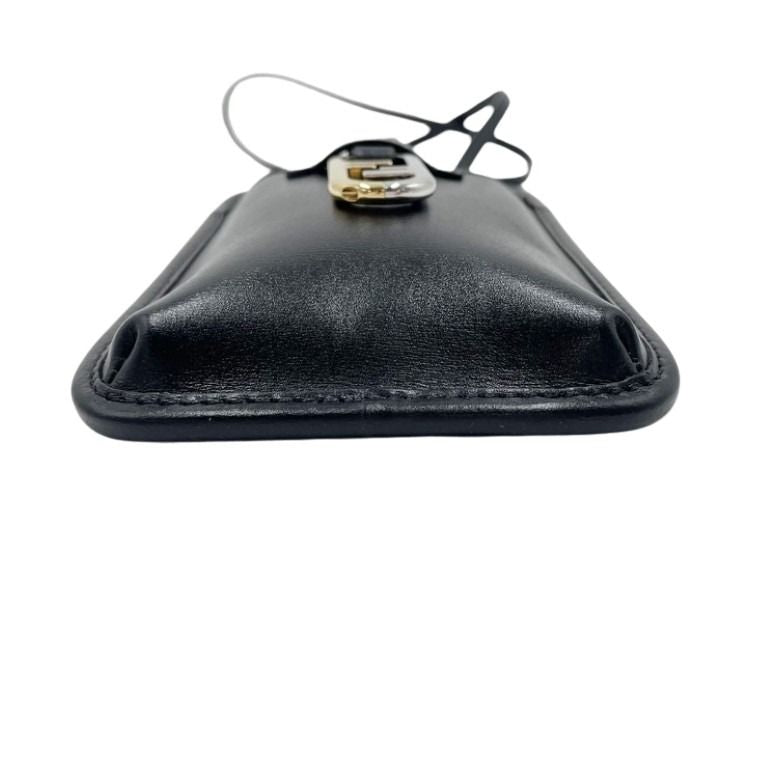 FENDI フェンディ ショルダーバッグ フォンポーチ 7AS131 ブラック系 レザー レディース スマホショルダー 美品