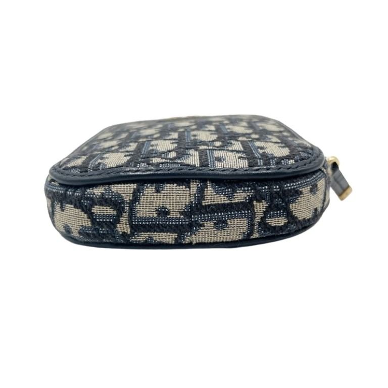 Christian Dior クリスチャンディオール ショルダーバッグ トロッター ブルー系 キャンバス レザー レディース スマホショルダー フォンホルダー チェーン 美品