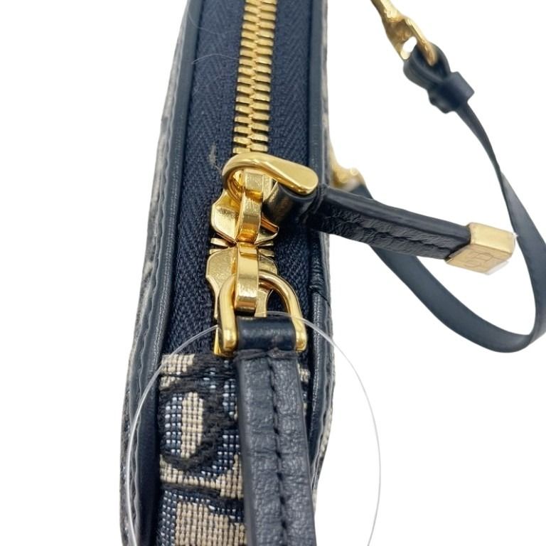 Christian Dior クリスチャンディオール ショルダーバッグ トロッター ブルー系 キャンバス レザー レディース スマホショルダー フォンホルダー チェーン 美品