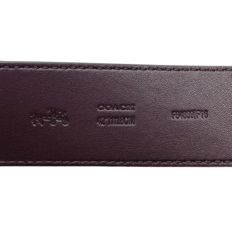 COACH コーチ ベルト シグネチャー リバーシブルベルト F64839 ダークブラウン系 PVC×レザー メンズ 超美品
