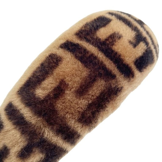 FENDI フェンディ カチューシャ ズッカ柄 FXQ642 ブラウン系 ファー レディース ヘアアクセサリー ヘアバンド 美品