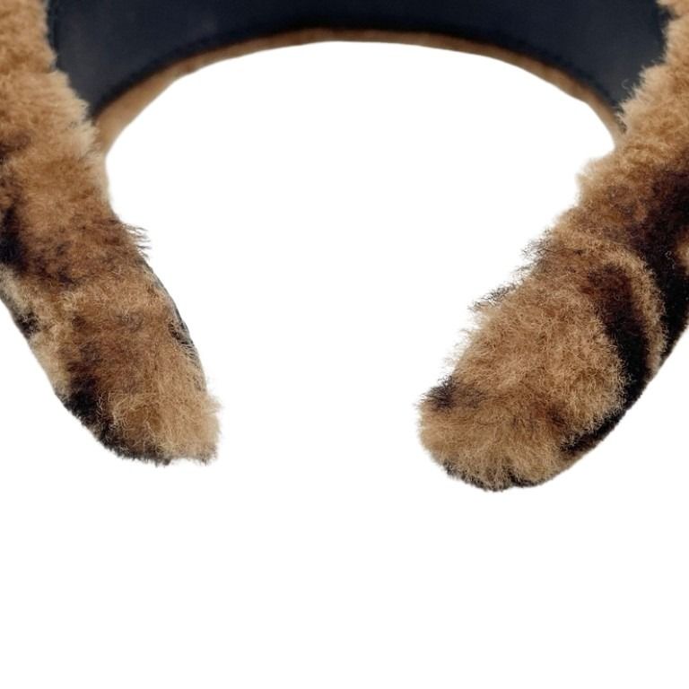 FENDI フェンディ カチューシャ ズッカ柄 FXQ642 ブラウン系 ファー レディース ヘアアクセサリー ヘアバンド 美品