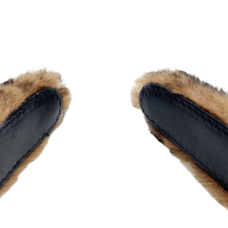 FENDI フェンディ カチューシャ ズッカ柄 FXQ642 ブラウン系 ファー レディース ヘアアクセサリー ヘアバンド 美品