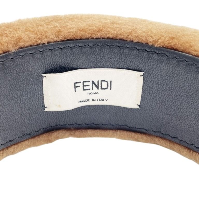FENDI フェンディ カチューシャ ズッカ柄 FXQ642 ブラウン系 ファー レディース ヘアアクセサリー ヘアバンド 美品