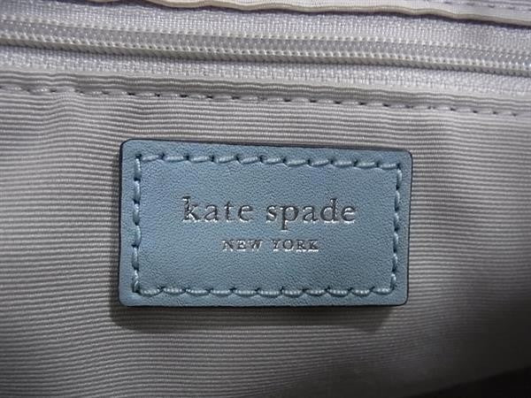 KATE SPADE ケイトスペード ハンドバッグ ループ ショルダー バッグ KM487 ライトブルー系 レザー レディース ゴールド金具 エナメル ノット バッグ チャーム KN701付き 超美品