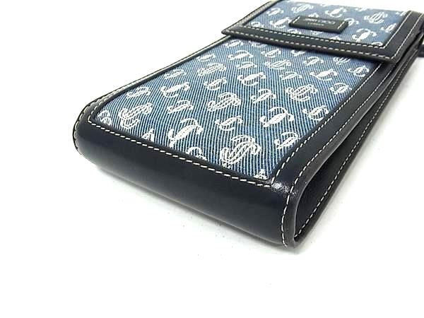 JIMMY CHOO ジミーチュウ ショルダーバッグ JCモノグラム フォンショルダーバッグ ブルー系×ネイビー系 デニム×レザー レディース ポシェット スマホショルダー 美品