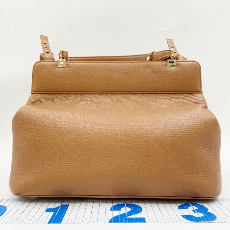 BVLGARI ブルガリ ハンドバッグ イザベラ ロッセリーニ ベージュ系 レザー レディース 2WAY ゴールド金具 美品