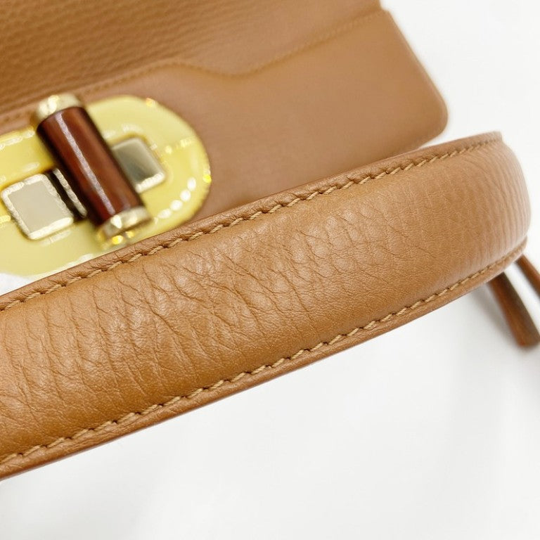 BVLGARI ブルガリ ハンドバッグ イザベラ ロッセリーニ ベージュ系 レザー レディース 2WAY ゴールド金具 美品