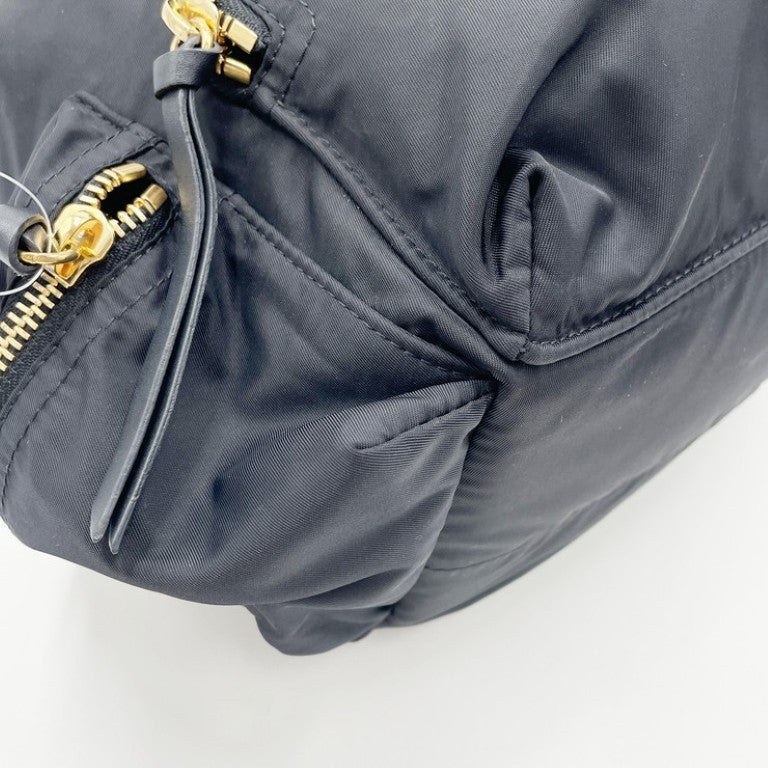 BURBERRY バーバリー リュックサック 4016622 ブラック ブラウン系 ナイロン ユニセックス 巾着 チェーン ゴールド金具 美品