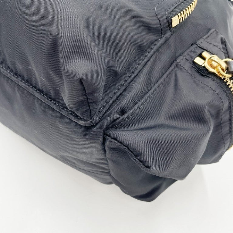 BURBERRY バーバリー リュックサック 4016622 ブラック ブラウン系 ナイロン ユニセックス 巾着 チェーン ゴールド金具 美品