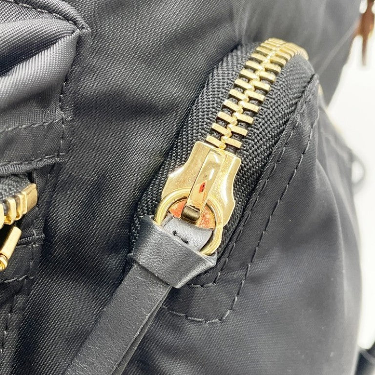 BURBERRY バーバリー リュックサック 4016622 ブラック ブラウン系 ナイロン ユニセックス 巾着 チェーン ゴールド金具 美品
