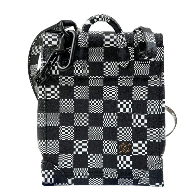 LOUIS VUITTON ルイヴィトン ショルダーバッグ スティーマー XS N60453 ブラック ホワイト系 ダミエ ディストーテッド メンズ 2WAY ブラック金具 超美品