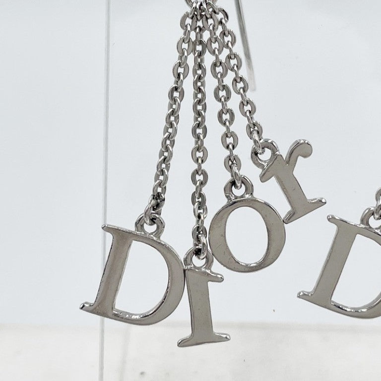 Christian Dior クリスチャンディオール ピアス ロゴ シルバー系 メタル レディース チェーン 美品