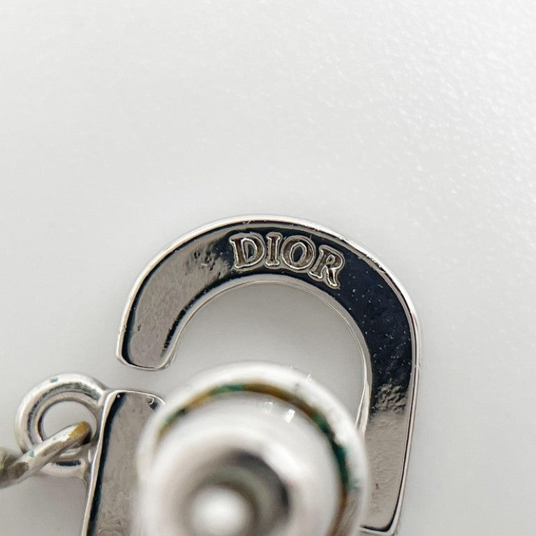 Christian Dior クリスチャンディオール ピアス Petit CD Lucky Charms シルバー系 メタル レディース ラインストーン フェイクパール 美品