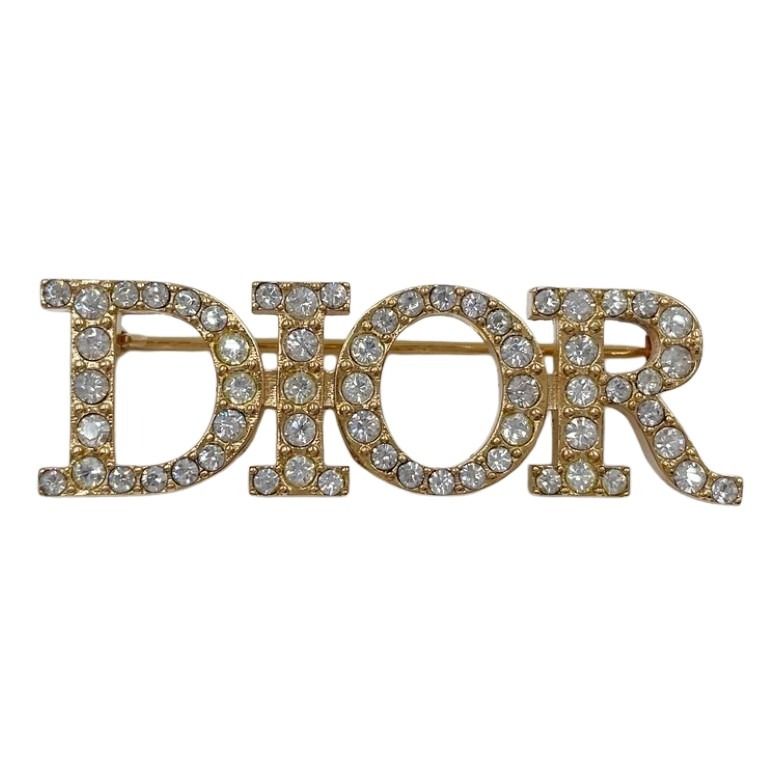 Christian Dior クリスチャンディオール ブローチ DIO(R)EVOLUTION ゴールド系 メタル レディース ラインストーン 美品