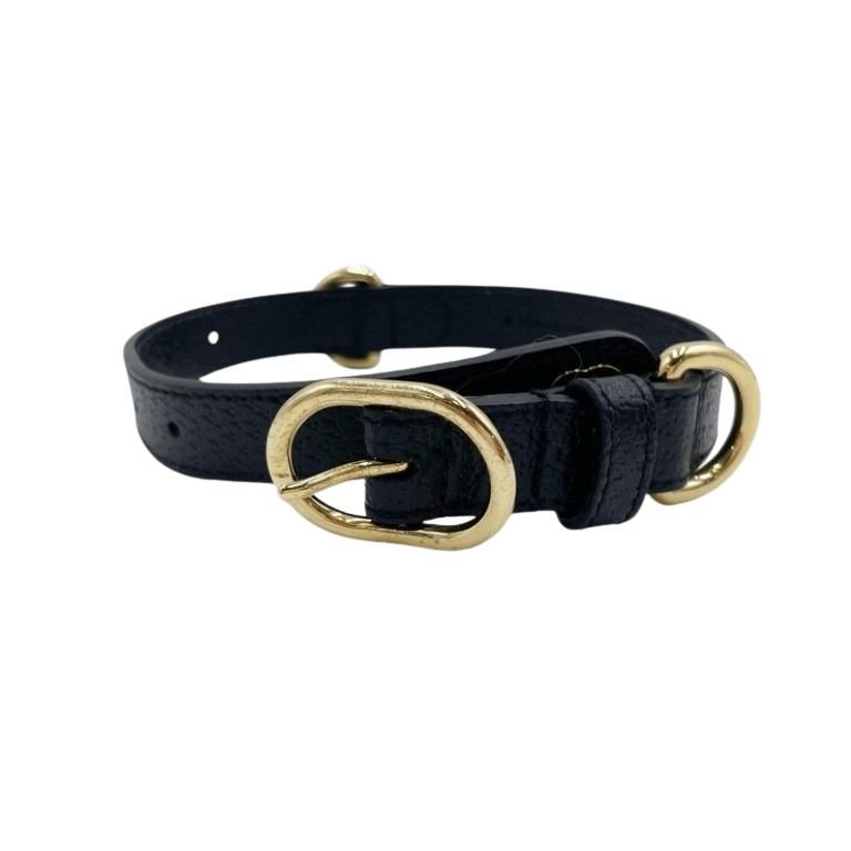 GUCCI グッチ 首輪 インターロッキングG 692943 ブラック系 レザー ユニセックス ペットカラー ゴールド金具 超美品