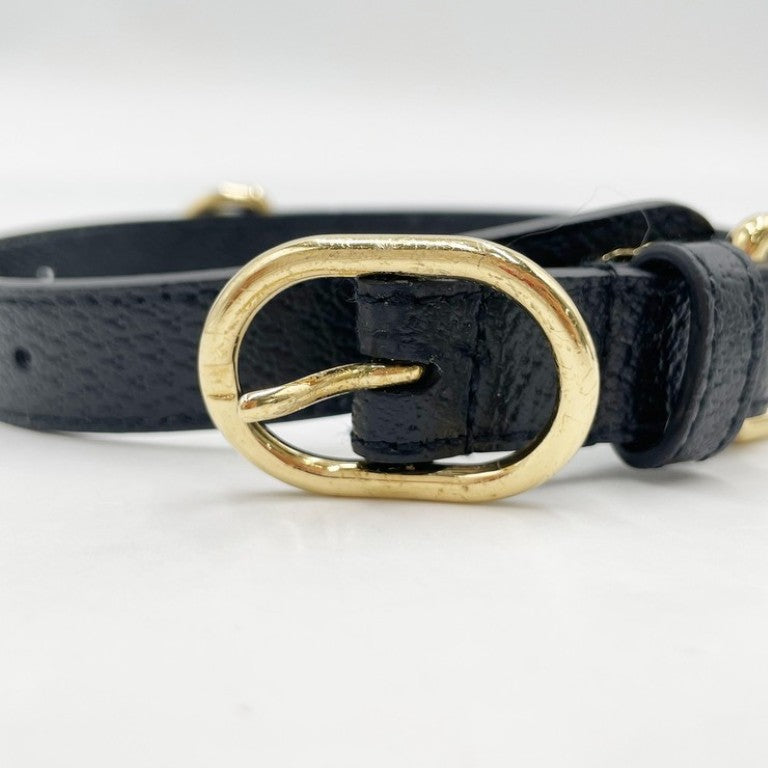 GUCCI グッチ 首輪 インターロッキングG 692943 ブラック系 レザー ユニセックス ペットカラー ゴールド金具 超美品