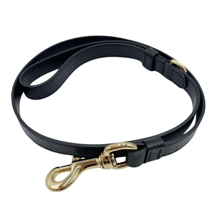 GUCCI グッチ リード インターロッキングG スモール/ミディアム ペットリード 692949 ブラック系 レザー ユニセックス ゴールド金具 超美品