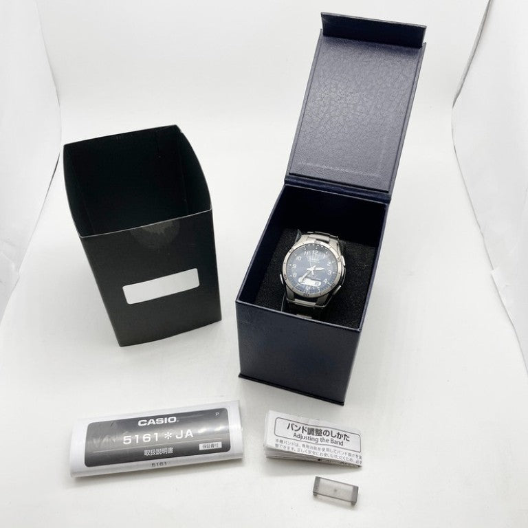 CASIO カシオ 時計 ウェーブセプター ソーラーコンビネーション WVA-M640TD-2AJF ブルー シルバー系 樹脂／チタン チタンバンド メンズ アナデジ 超美品