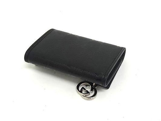 GUCCI グッチ キーケース GGインプリメ 6連 キーケース 212111 ブラック系 PVC×レザー ユニセックス インターロッキングG シルバー金具 超美品