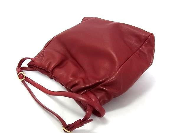 LOEWE ロエベ トートバッグ アナグラム ナッパ ミニ ハンドバッグ レッド系 ナッパレザー レディース ゴールド金具 巾着型 美品