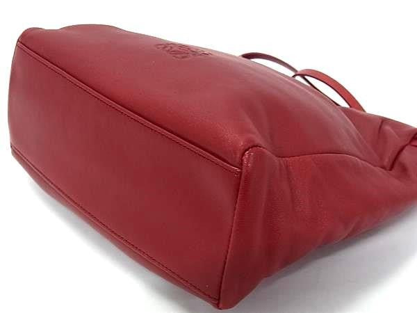 LOEWE ロエベ トートバッグ アナグラム ナッパ ミニ ハンドバッグ レッド系 ナッパレザー レディース ゴールド金具 巾着型 美品