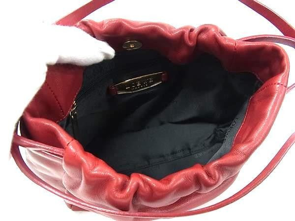 LOEWE ロエベ トートバッグ アナグラム ナッパ ミニ ハンドバッグ レッド系 ナッパレザー レディース ゴールド金具 巾着型 美品